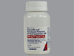 Amoxicillin-Clav K 400-5 Mg/Ml Suspension 75 Ml By Sandoz Rx.