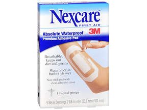 Nexcare Absolute Waterproof Premium Adhesive Pad, 2-3/8'' x 4''-5 Ct