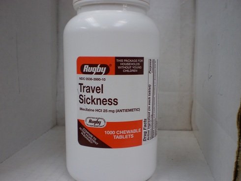 Image 2 of Meclizine Hcl 25 mg Travel Sickness Antiemetic Chewable Tablets 1000 by Watson