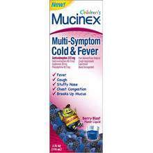 Image 0 of Mucinex Children?s Multi-Symptom Cold & Fever Liquid Berry Blast 4 oz