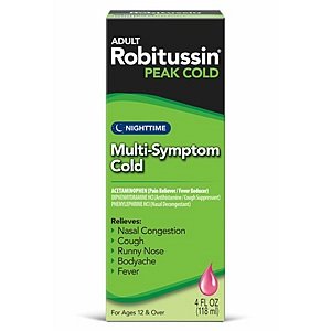 Image 0 of Robitussin Peak Cold Nighttime Multi-Symptom Cold 4 fl oz (118 ml)