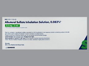 Image 0 of Albuterol Sulfate 0.83Mg/Ml Innhalation Ampoules 60X3 Ml Unit Dose By Sandoz