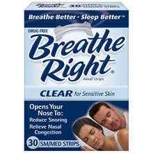 Breathe Right Strisce Nasali Traspiranti, Taglia Small/Medium, Confezione Da 30, Per Respirare Meglio E Ridurre Il Russamento, Sollevano I Passaggi Nasali