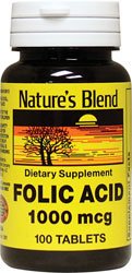 Image 0 of Nature's Blend Folic Acid 1000 Mcg Tablets 100