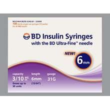 Image 0 of BD Insulin Syringe 6MM 31G x 0.5 Ml 100 Ct