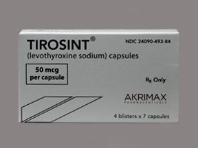 Tirosint 50 Mcg Caps 28 By Akrimax Pharma.
