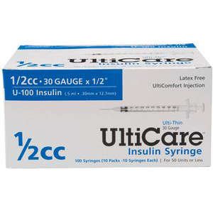 Ulticare Syringe 1/2'' 30Gx1/2CC 100 Ct