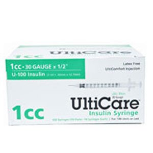 Ulticare Syringe 1/2'' 30Gx1CC 100 Ct