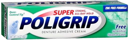 Super Poligrip Free of Artificial Flavors & Colors Denture Adhesive Cream 1.4 oz