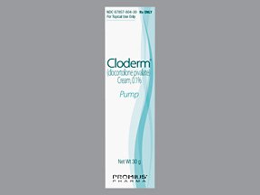 Cloderm 0.10% 1X30 GM Cream Rx Required Mfg.by:Promius Pharma Llc USA. Rx Requir