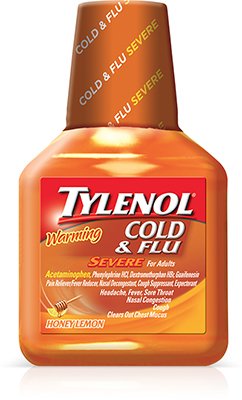 Tylenol Cold & Flu Severe Warming Liquid Daytime honey Lemone 8 Oz