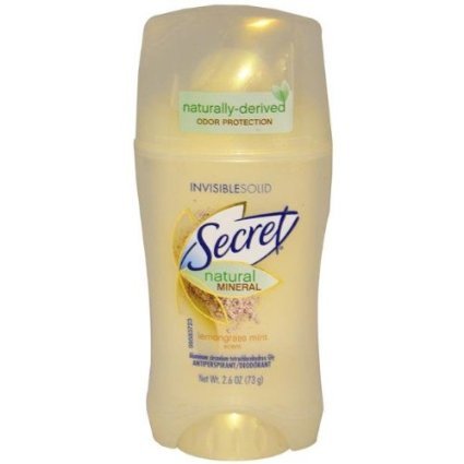 Secret Natural Mineral Invisible Solid Lemongrass Deodorant 2.6 Oz