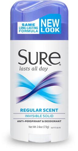 Sure Invisible Solid Antiperspirant Regular Scent Deodorant 2.6 Oz