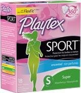 Playtex Sport Super Unscented Tampons 18 Ct.