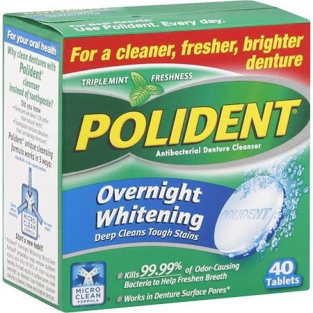 Image 0 of Polident Overnight Denture Cleaners Mint Tablet 40 Ct