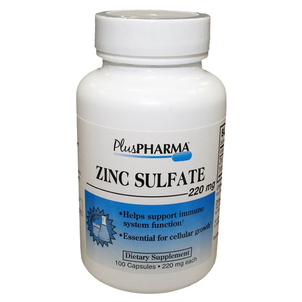 Zinc Sulfate 220 Mg 100 Capsules By Plus Pharma