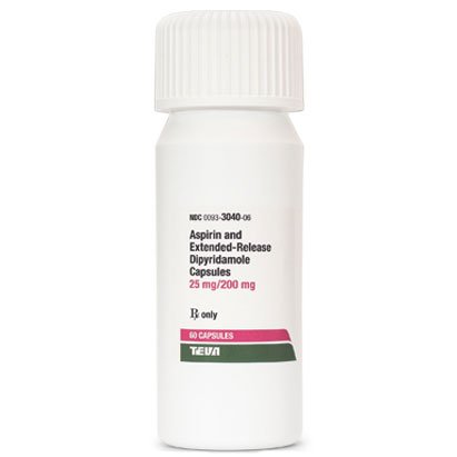 Aspirin-Dipyridamole Er 25-200 Mg 60 Capsules Generic Aggrenox By Teva Pharma