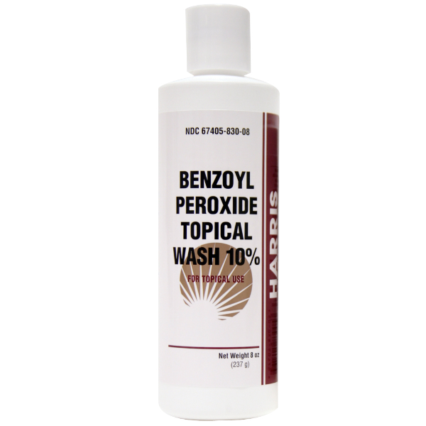 Benzoyl Peroxide 10% Wash 8 Oz Harris Pharma.