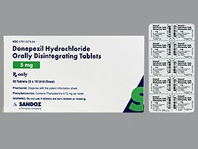 Image 0 of Donepezil Hcl 5 Mg Odt 30 Unit Dose Tabs By Sandoz Rx.