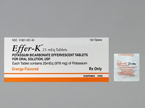 Effer-K Or 25 Meq 100 Tabs By Nomax Branded.