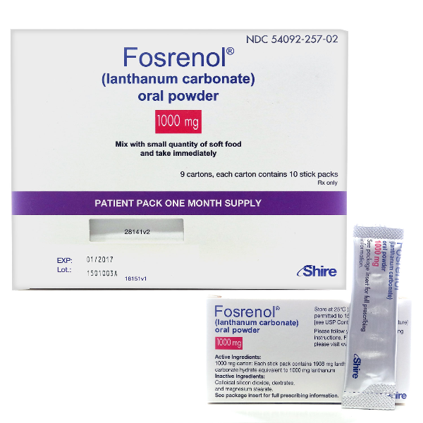 Image 0 of Fosrenol 1000 Mg Oral Powder 90 By Shire Us Inc. 