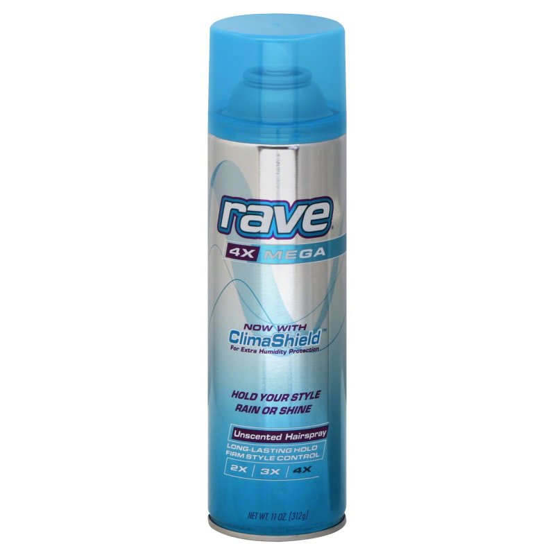 Image 0 of Rave Mega 4X Unscented Aerosol Hair Spray 11 Oz