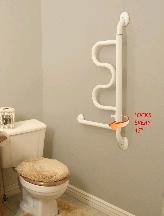 Image 0 of Stander Bathroom Aids 40 In Curve Grab Bar White Glossy 9000