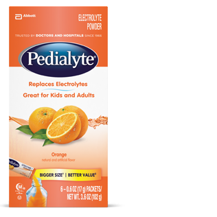 Pedialyte Large Powder Packet Orange 6 Ct