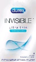 Durex Invisible Ultra Thin Ultra Sensitive Lubricated Latex 8 Condoms