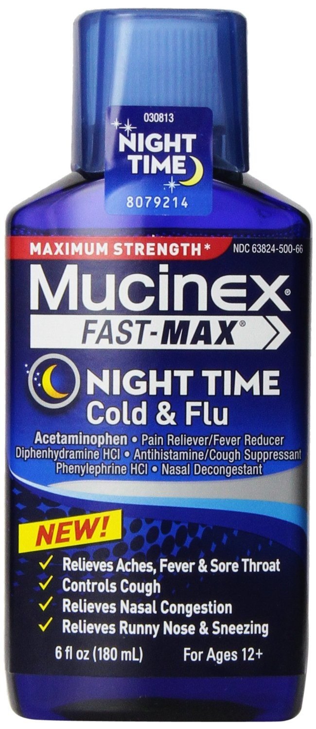 Mucinex Fast Max Cold Flue Night Time Liquid 6 Oz