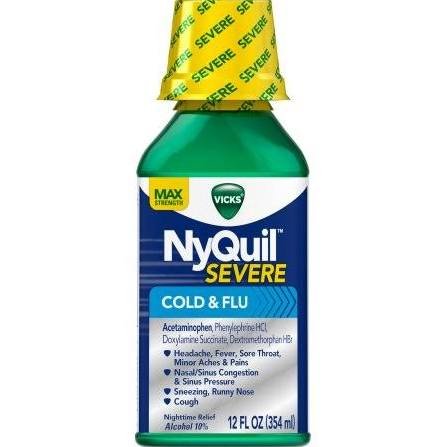 Nyquil Severe Cold & Flu Liquid 12 Oz