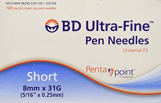 Image 0 of BD Ultrafine Pen Needle 8MM 31G 100 Ct