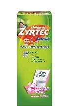 Zyrtec Child Sugar Free Bubble Gum Syrup 4 Oz