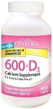 21 St Century Calcium 600 Mg + D3 Tablet 400 Ct