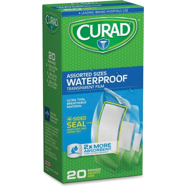 Curad Waterproof Assorted Pad 20 Ct