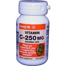 Vitamin C 250 mg Ascorbic Acid Dietary Supplement Tablets 100