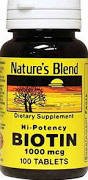 Natures Blend Biotin 1000 Mcg 100 Tablet