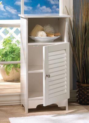 Nantucket White Storage Cabinet Night Stand Louvered Door