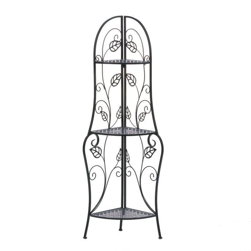 Bakers Rack Corner Shelf Trellis Climbing Leaf Design Plant Stand