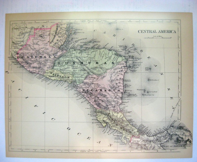 Johnson's Map of Central America -  Original (1897)