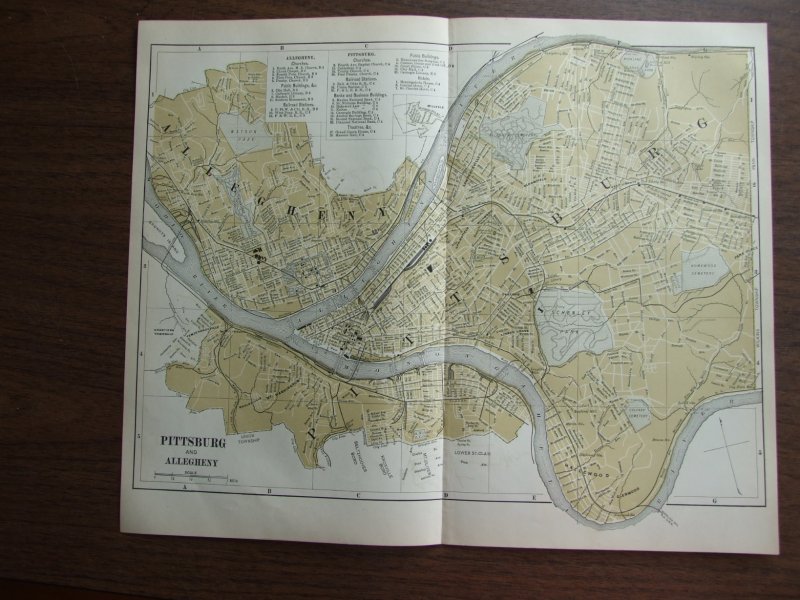 Image 0 of Johnson's  Map of Pittsburg and Allegheny  (Pennsylvanaia) -  Original (1895)