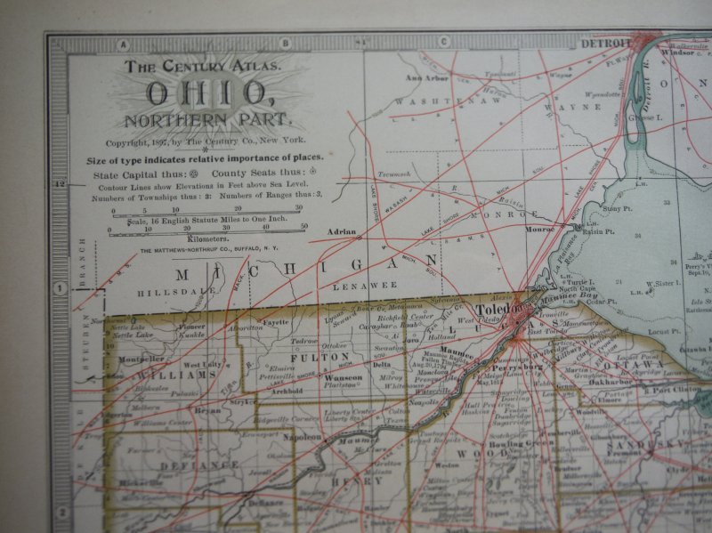 The Century Atlas Map of Ohio, Northern Part (1897)