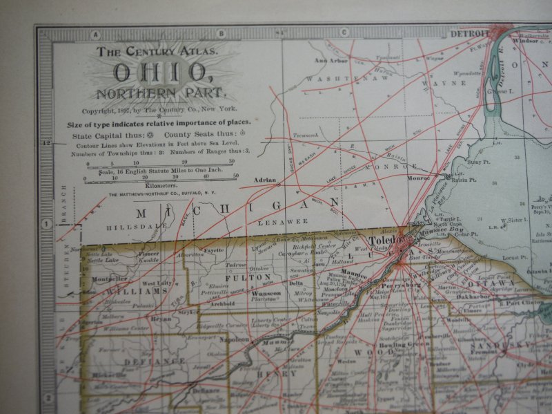 Image 1 of The Century Atlas  Map of Ohio,  Northern Part (1897)
