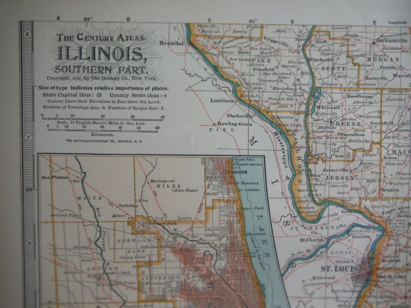 The Century Atlas Map of Illinois Southern Part (1897)
