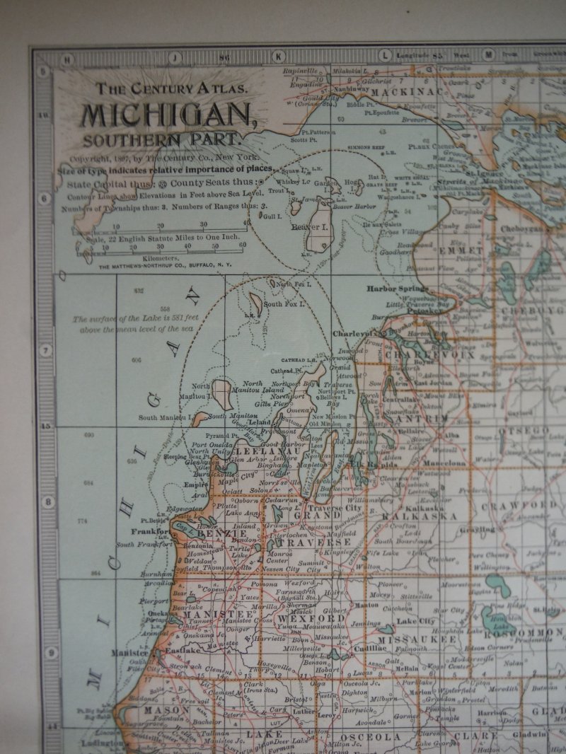 Image 1 of The Century Atlas  Map of Michigan, Southern Part (1897)
