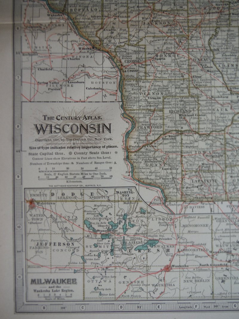 Image 1 of The Century Atlas  Map of Wisconsin (1897)