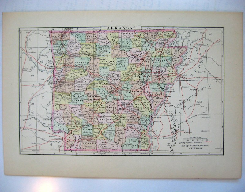 Johnson's Map of Arkansas  -  Original (1897)