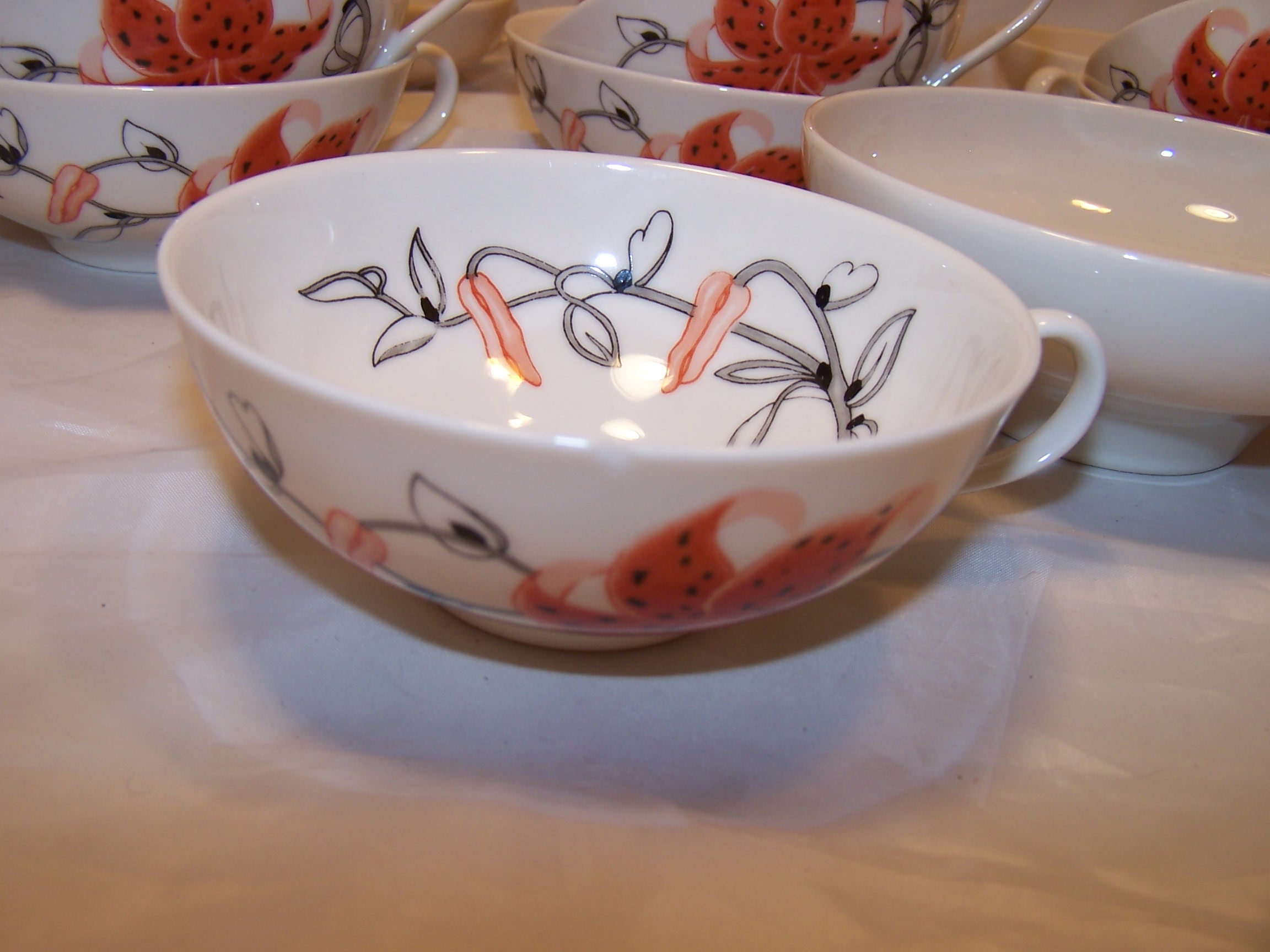 Image 1 of Franciscan Tiger Lily Tahoe China Teacups, California