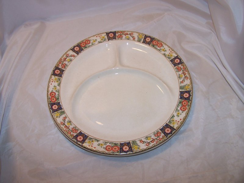 Image 0 of Canonsburg China Divided Dinner Plates, Antique 