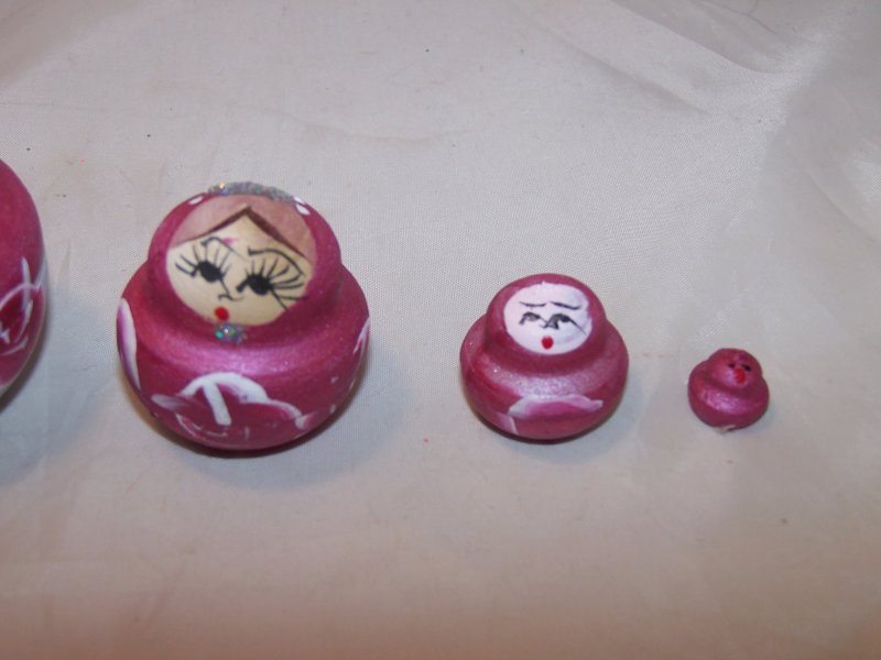 Image 2 of Nesting Doll Folk Art Woman in Pink Dress, 5 Levels